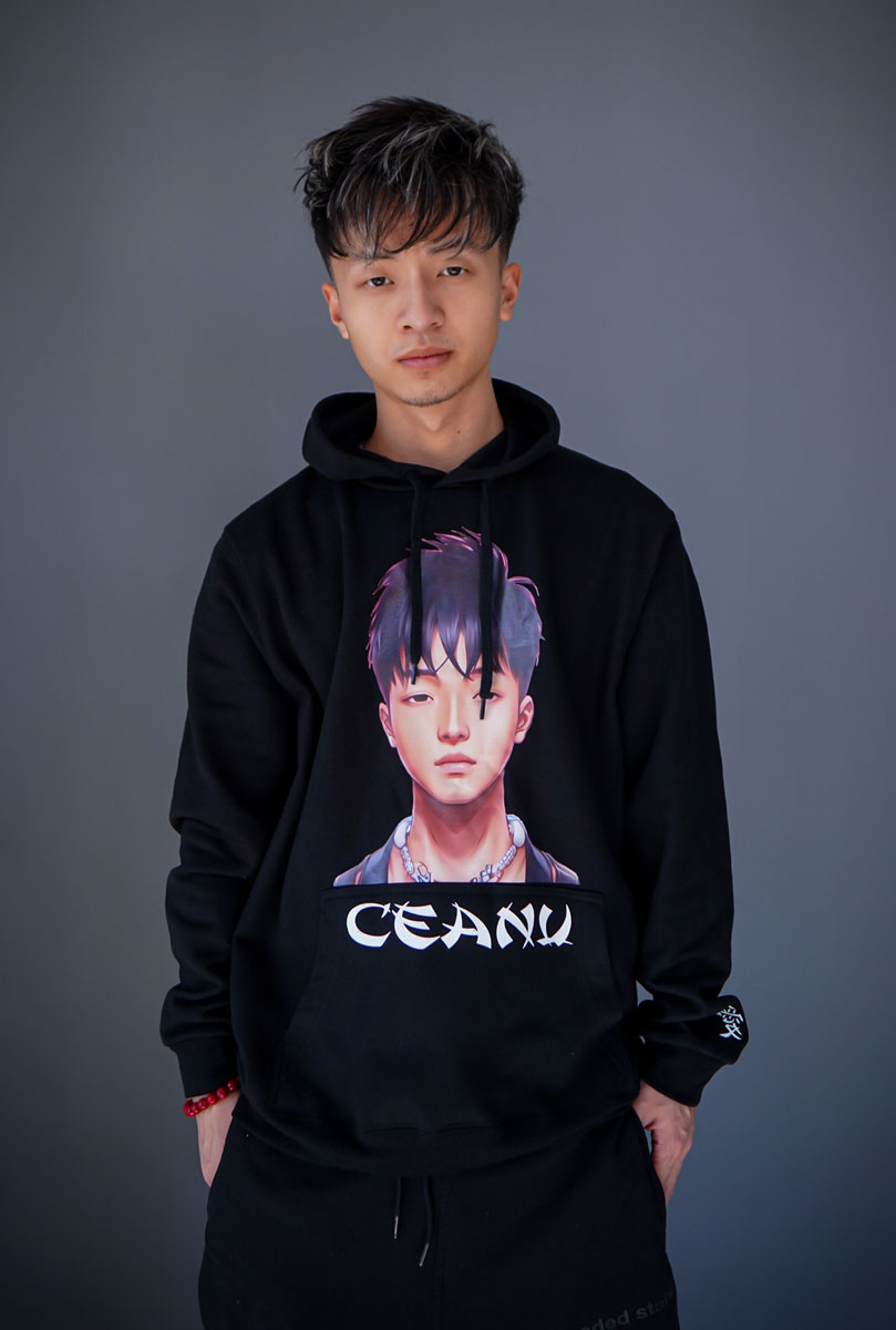 Hanorac negru anime cu catifea